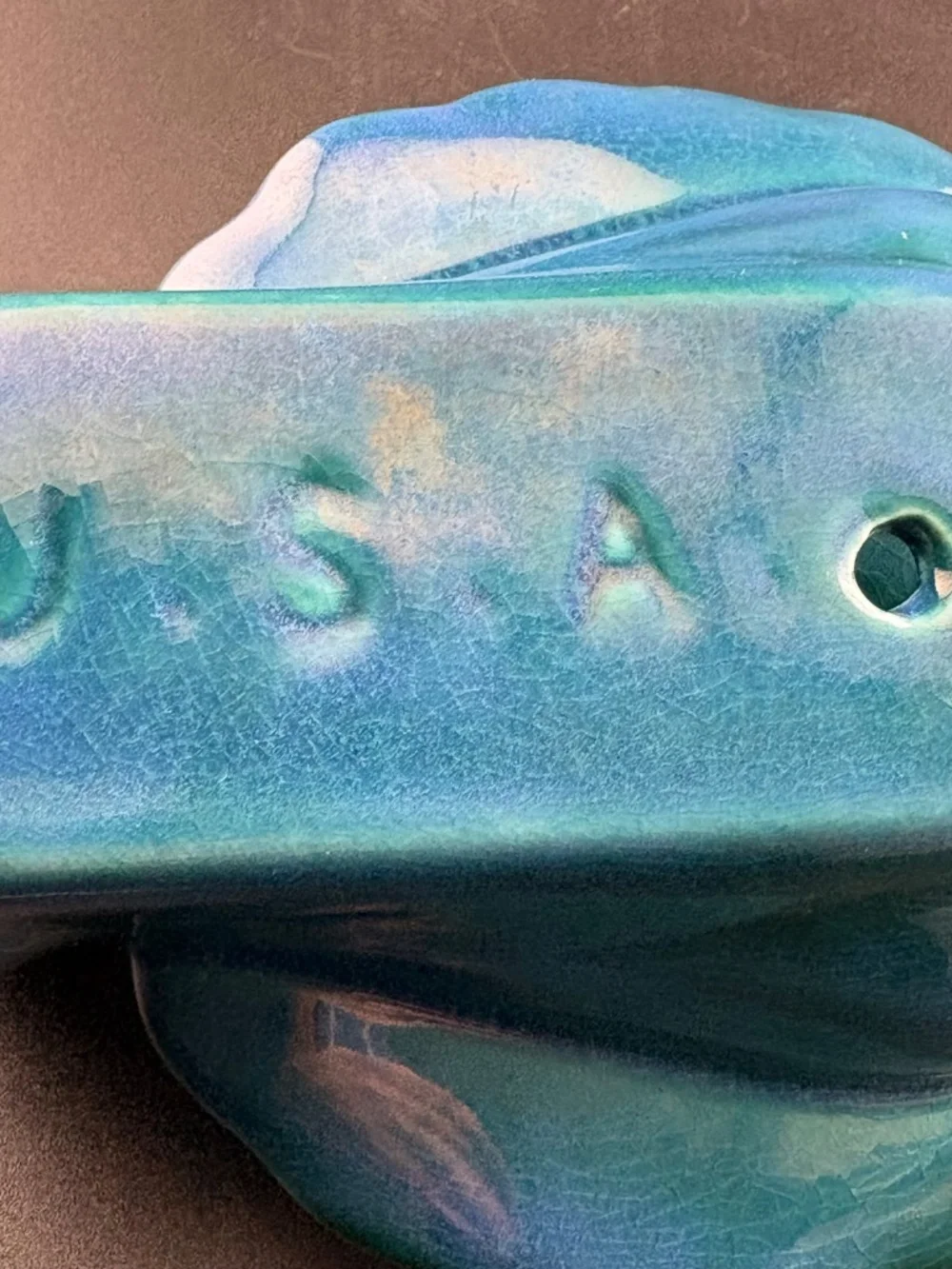 Vintage McCoy Style Peacock Wall Pocket Planter Vase Blue Teal Glaze USA MCMBeau